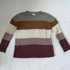 Grey/tan/purple Striped Sweater